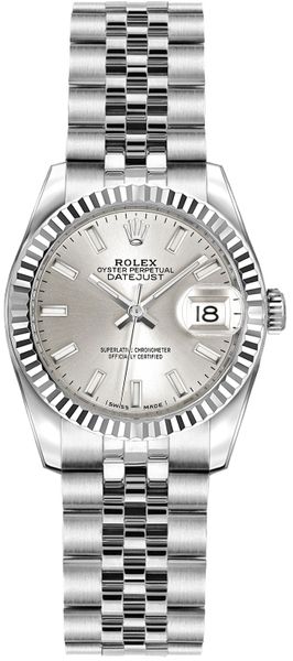 Rolex Lady-Datejust 26 Silver Dial Jubilee Bracelet Watch 179174